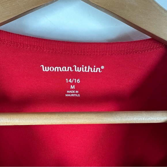 NWOT Woman Within Red Long Sleeve Tee Shirt 14/16 - Picture 2 of 5